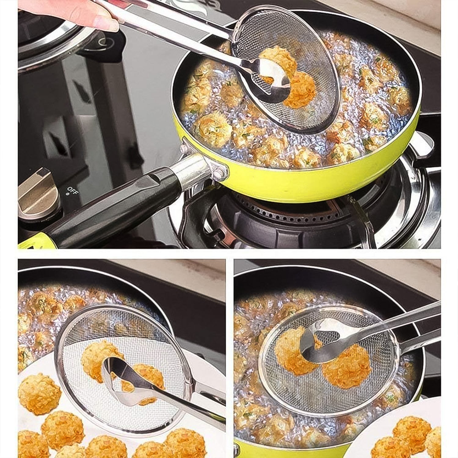 2In1 Stainless Steel Filter Spoon with Clip Food Kitchen Oil-Frying Multi-Functional 2In1 Stainless Steel Filter Spoon with Clip Food Kitchen Oil-Frying Multi-Functional